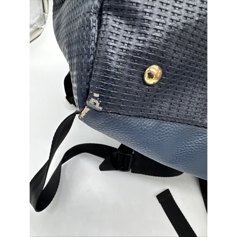 Large Petunia Pickle Bottom Boxy Backpack in Navy Blue Leatherette Diaper Bag